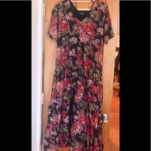 🌈3/$20 Dark Romantic 90s Vintage Nostalgia Lace Floral Maxi Dress w/Full Skirt